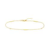 14k Yellow Gold 3pt Diamond Bezels and Bars Adjustable Anklet, 10"